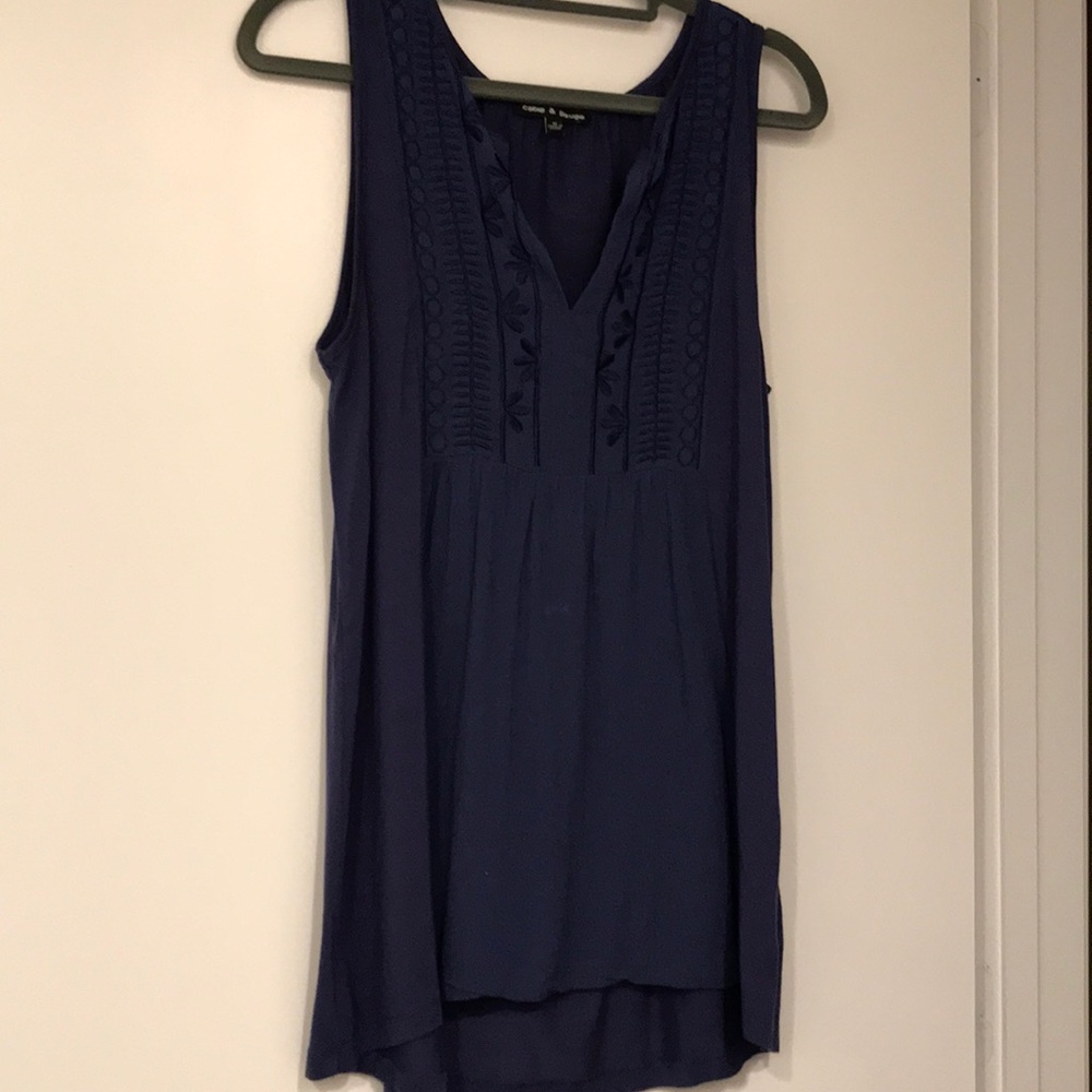 Cable & Gauge navy blue draped sleeveless top